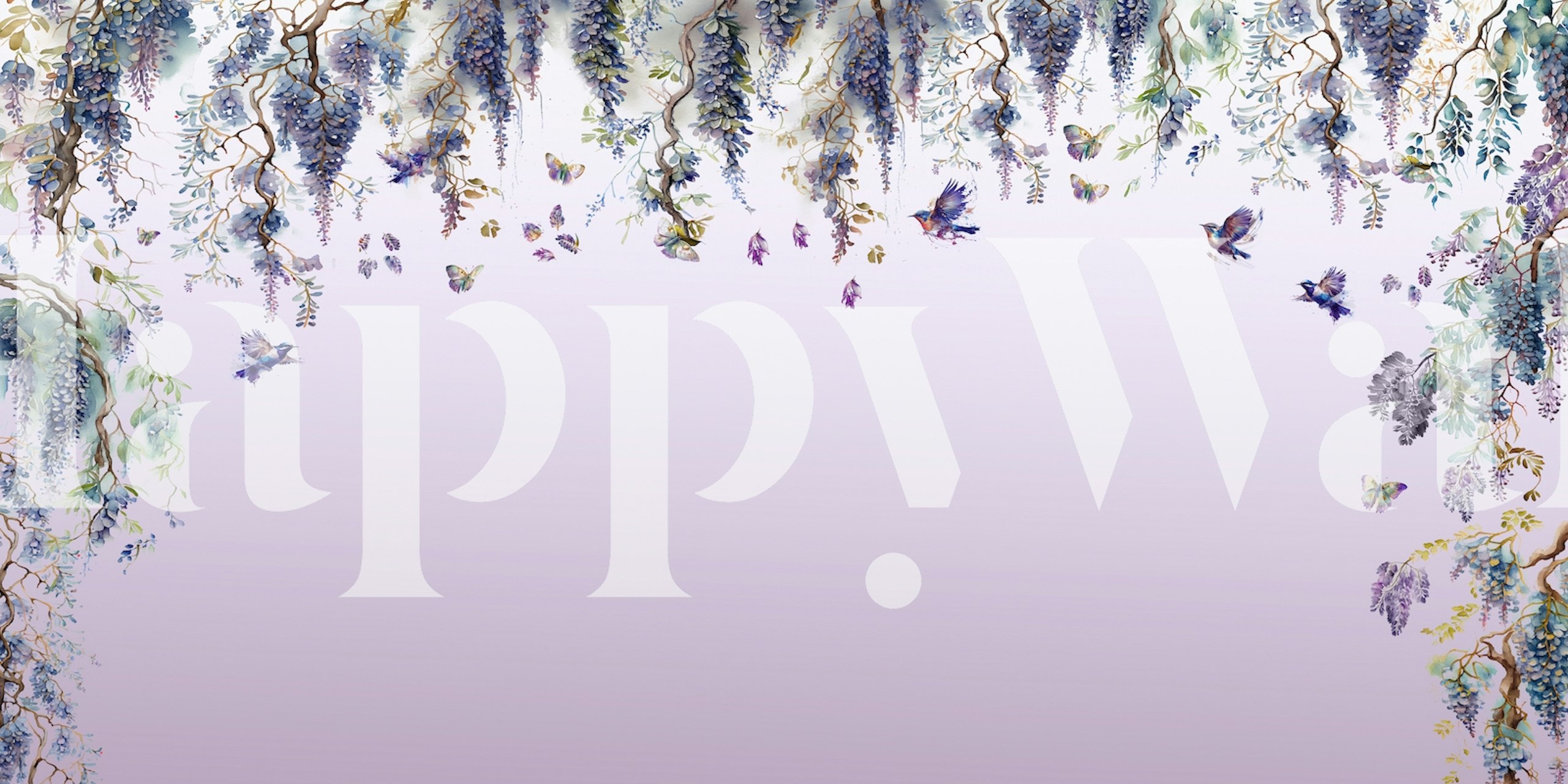 Lila blåregn tapet med en gradient bakgrund som lägger till en romantisk atmosfär till inredningen