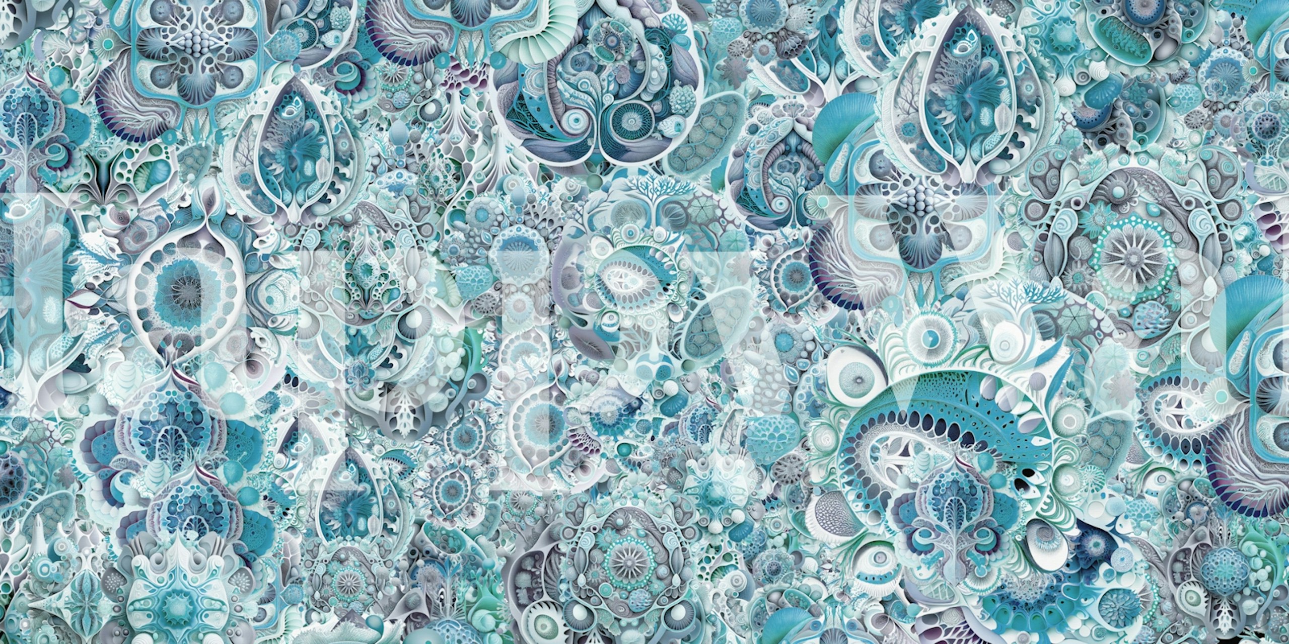 Floral abstract pattern in shades of blue wallpaper
