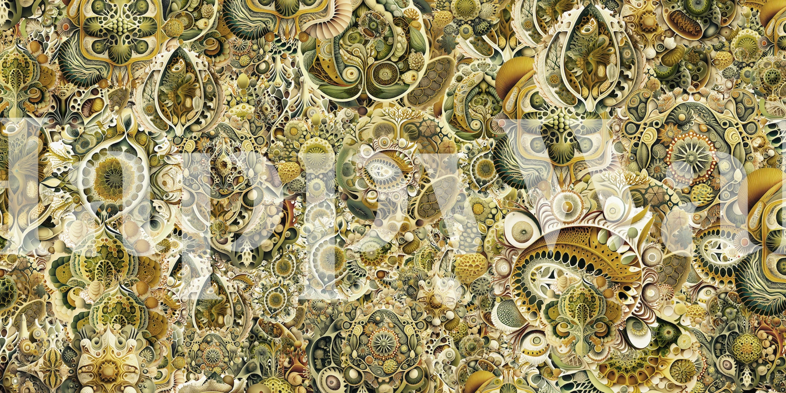 After haeckel green floral wallpaper design