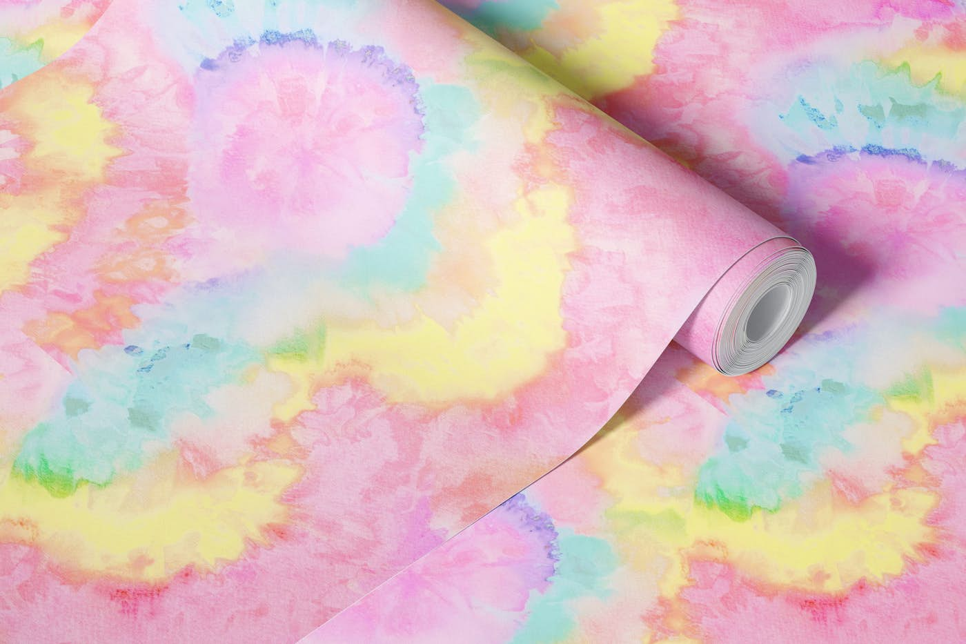 Pastel Rainbow Tie Dye wallpaper roll