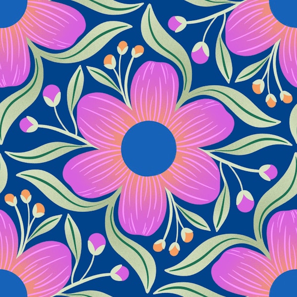 Bold Groovy Floral in Blue