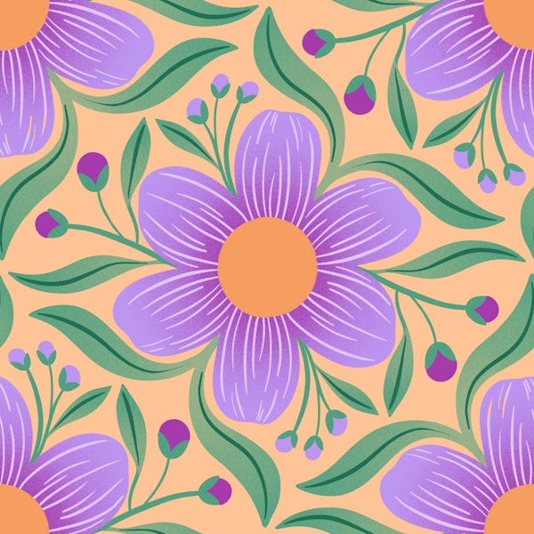Bold Groovy Floral in Orange