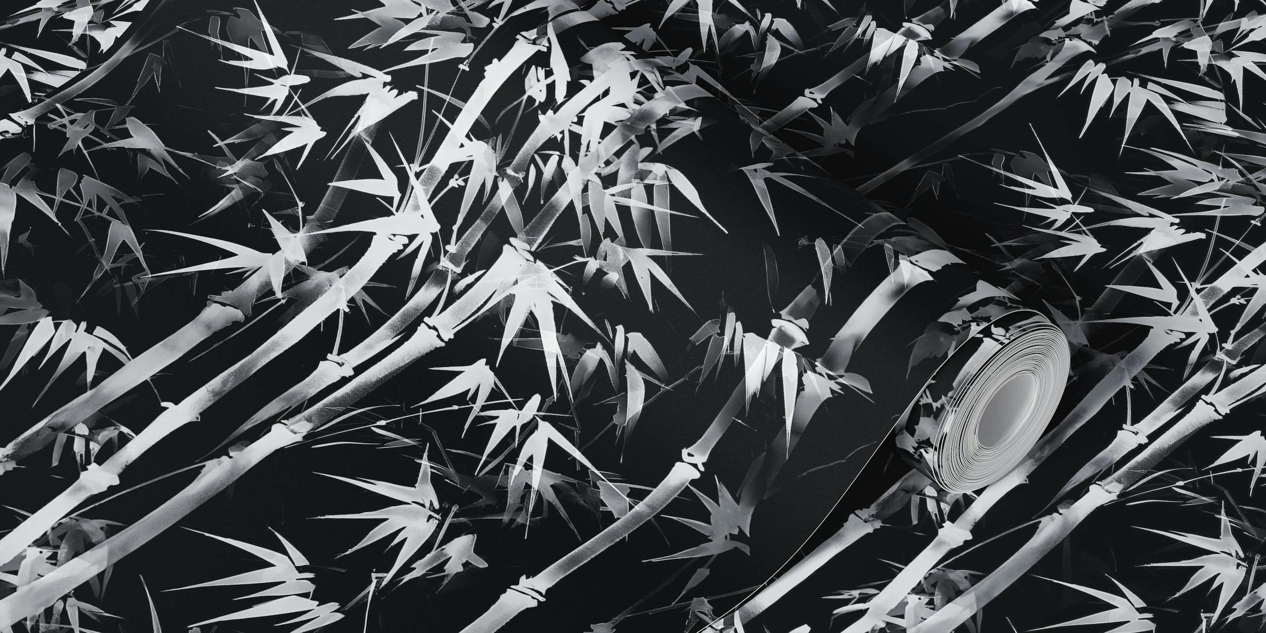 Black bamboo silhouette on a dark background wallpaper