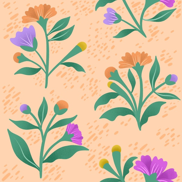 Wildflower Bouquets on Orange