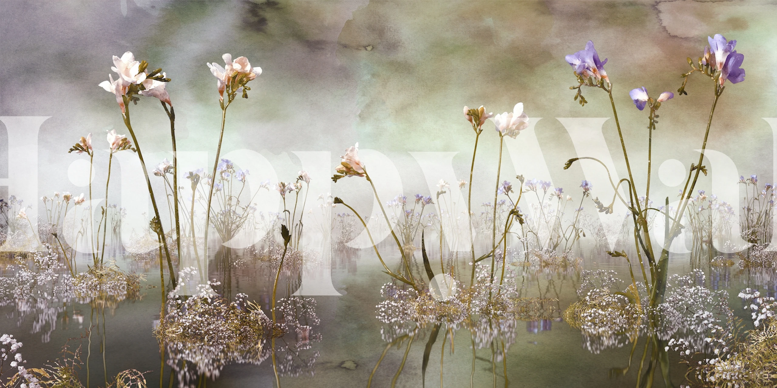 Blomster tapet i et moderne rom