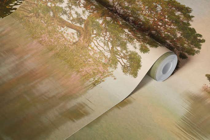 Watercolor lake sunsetwallpaper roll
