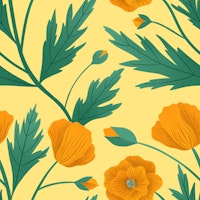 California Poppies on Yellow tapete
