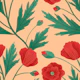 Red Poppies on Orange