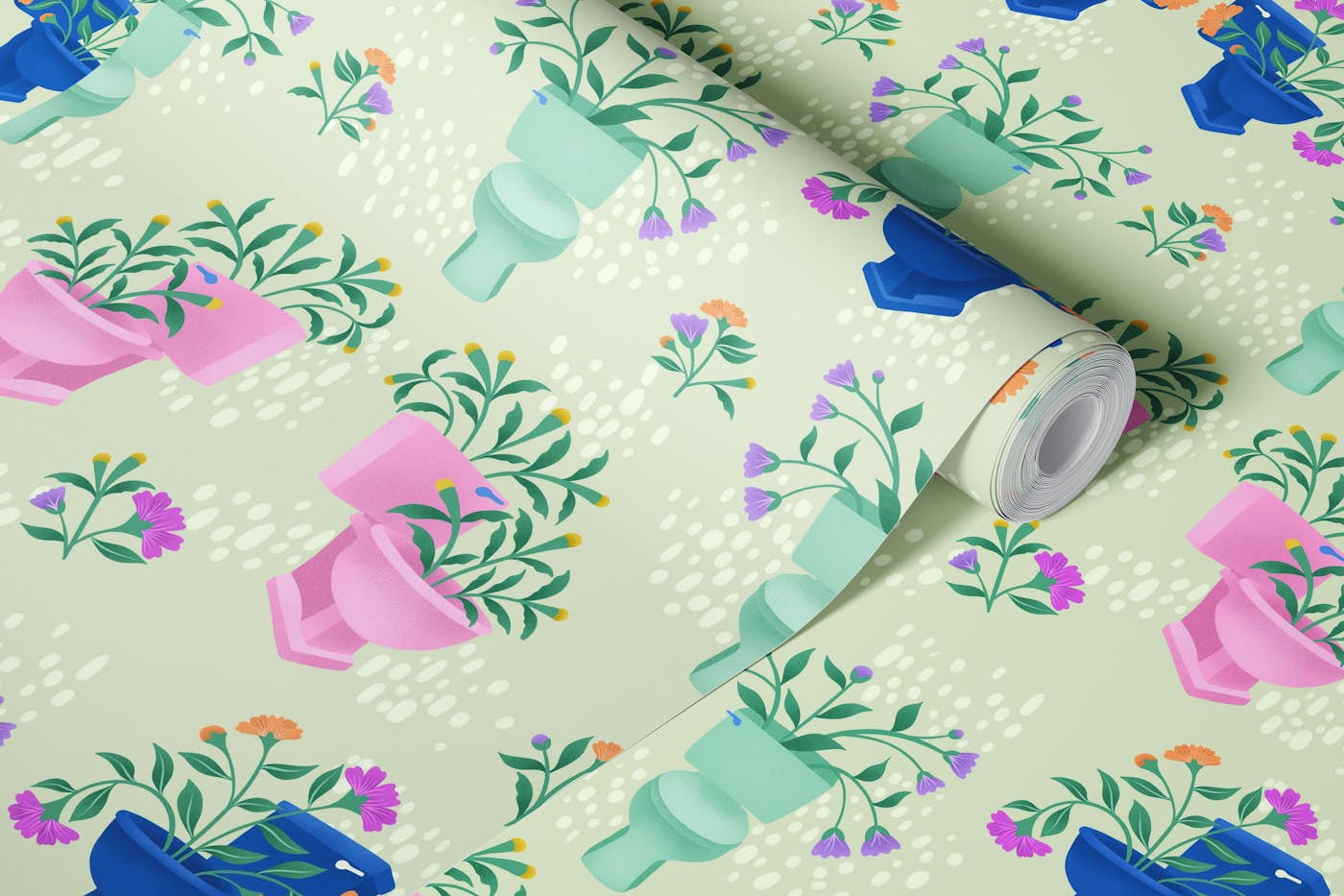 Eau de Toilette on Sage wallpaper roll