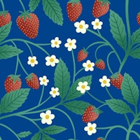 Strawberries on Deep Blue wallpaper