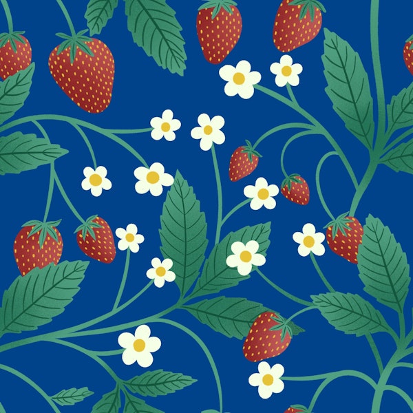 Strawberries on Deep Blue