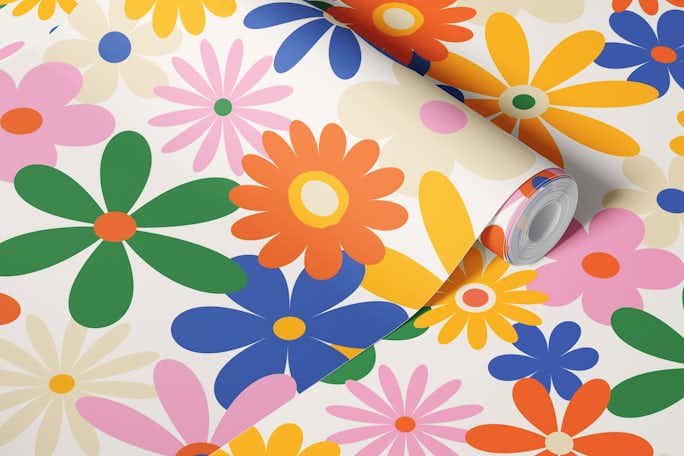 Trendy floral patternwallpaper roll