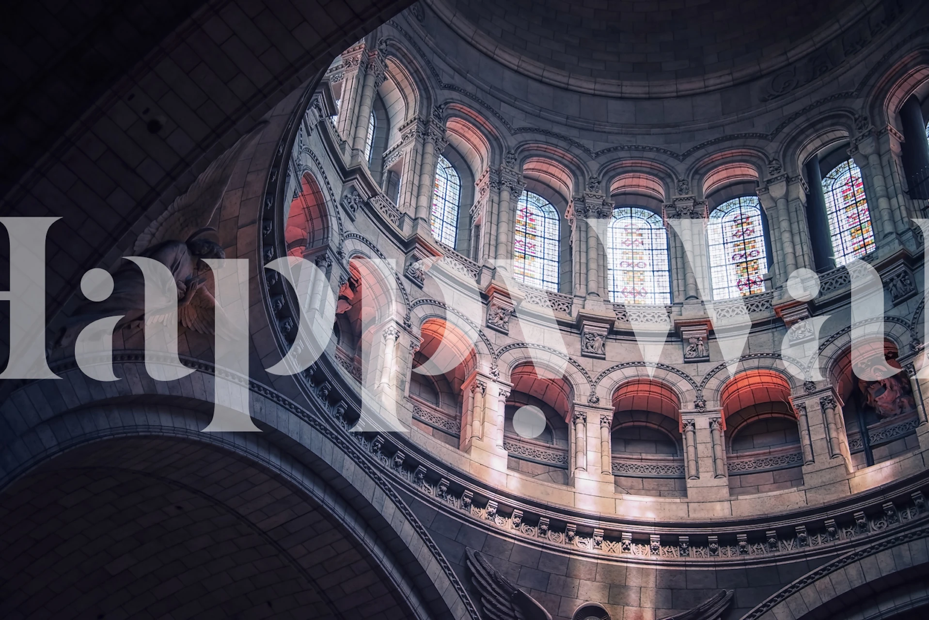 Architectural dome with intricate stained glass details wallpaper