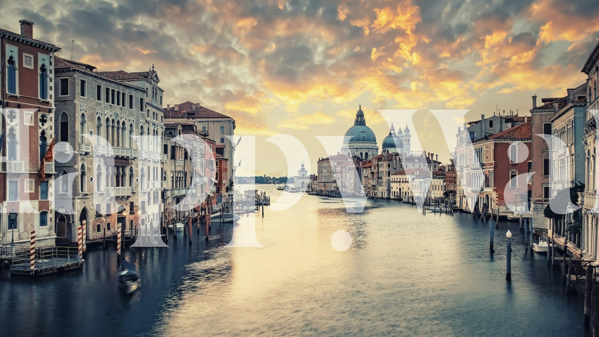 Venetian canals at sunset with warm colors wallpaper
