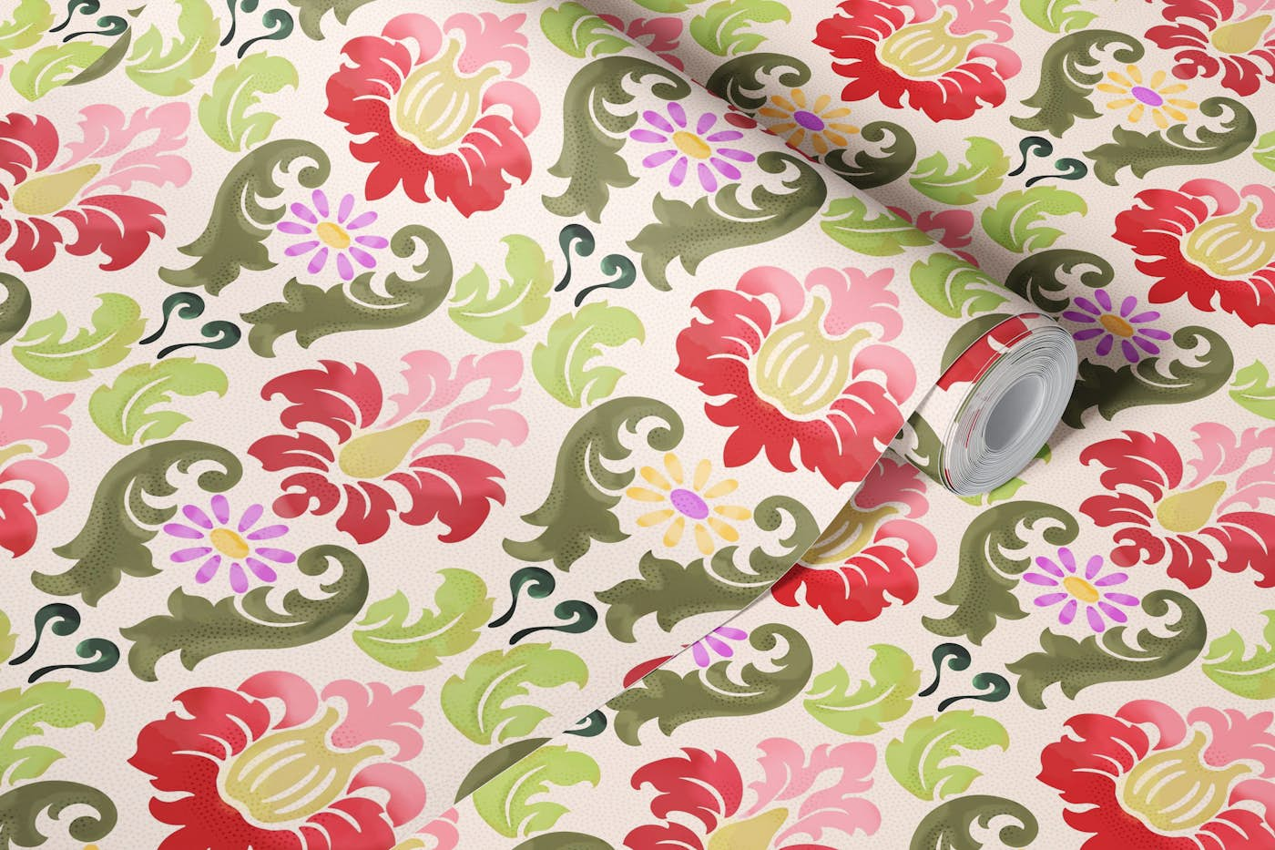 COLORFUL DAMASK wallpaper roll