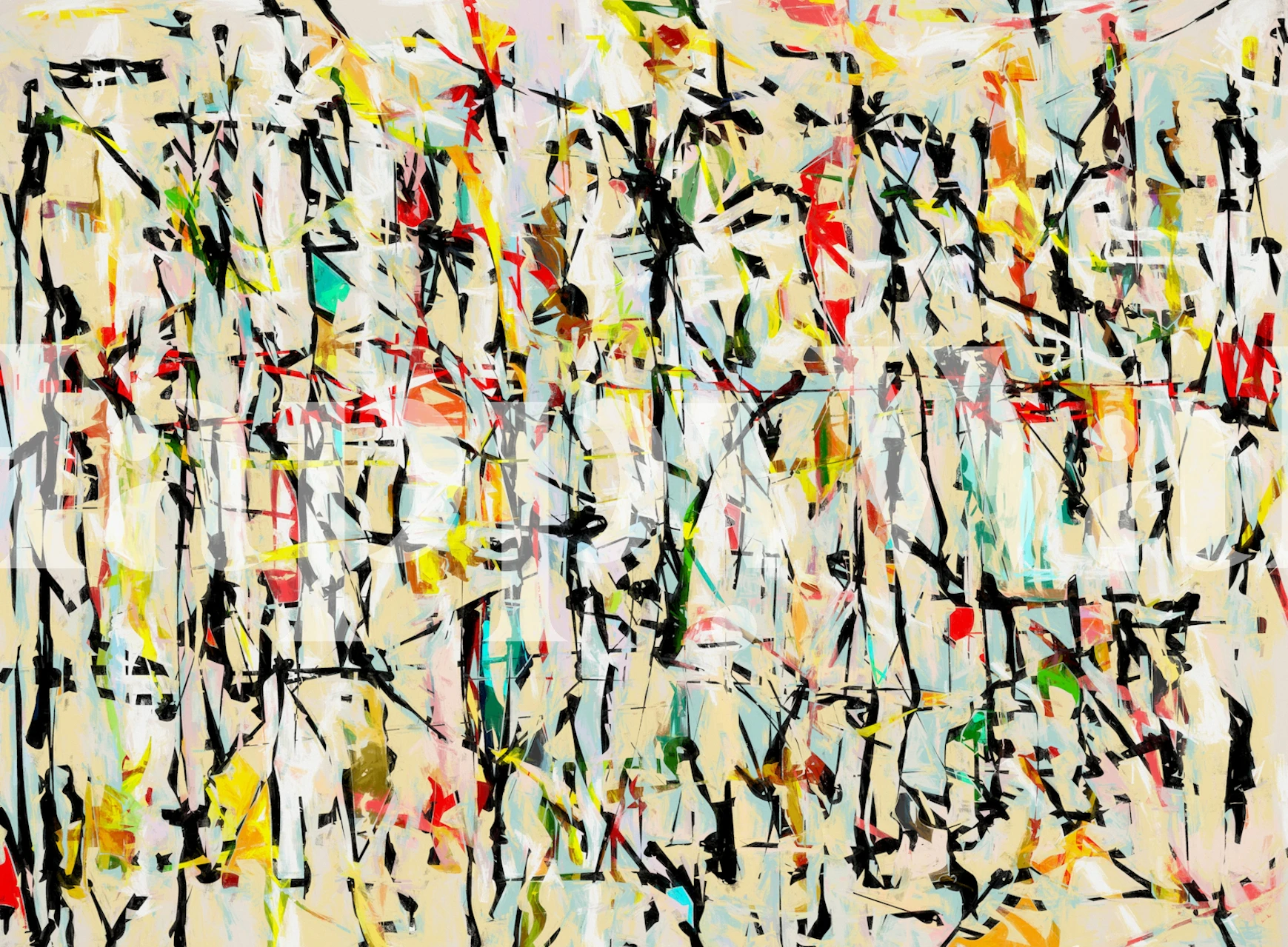 Abstract colorful brushstroke wallpaper with splashes of red, blue, green, and black