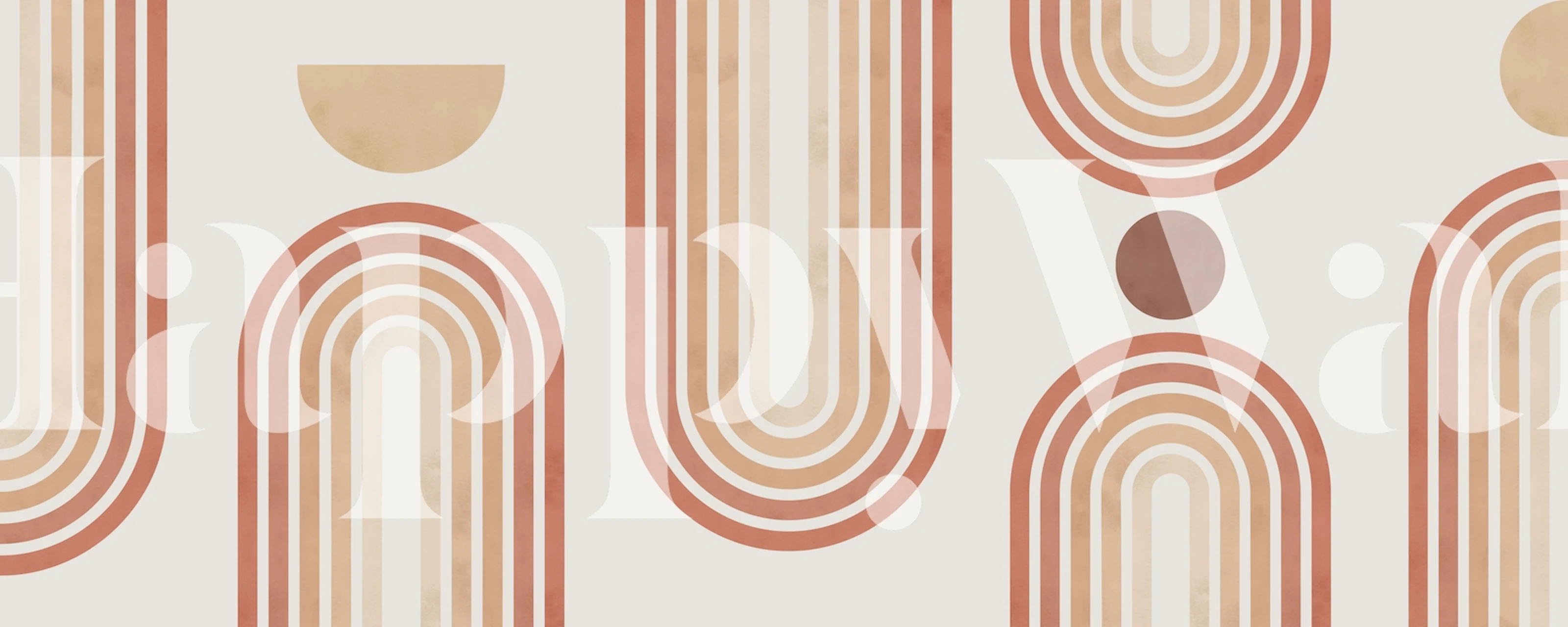 Curved lines and circles in warm tones wallpaper