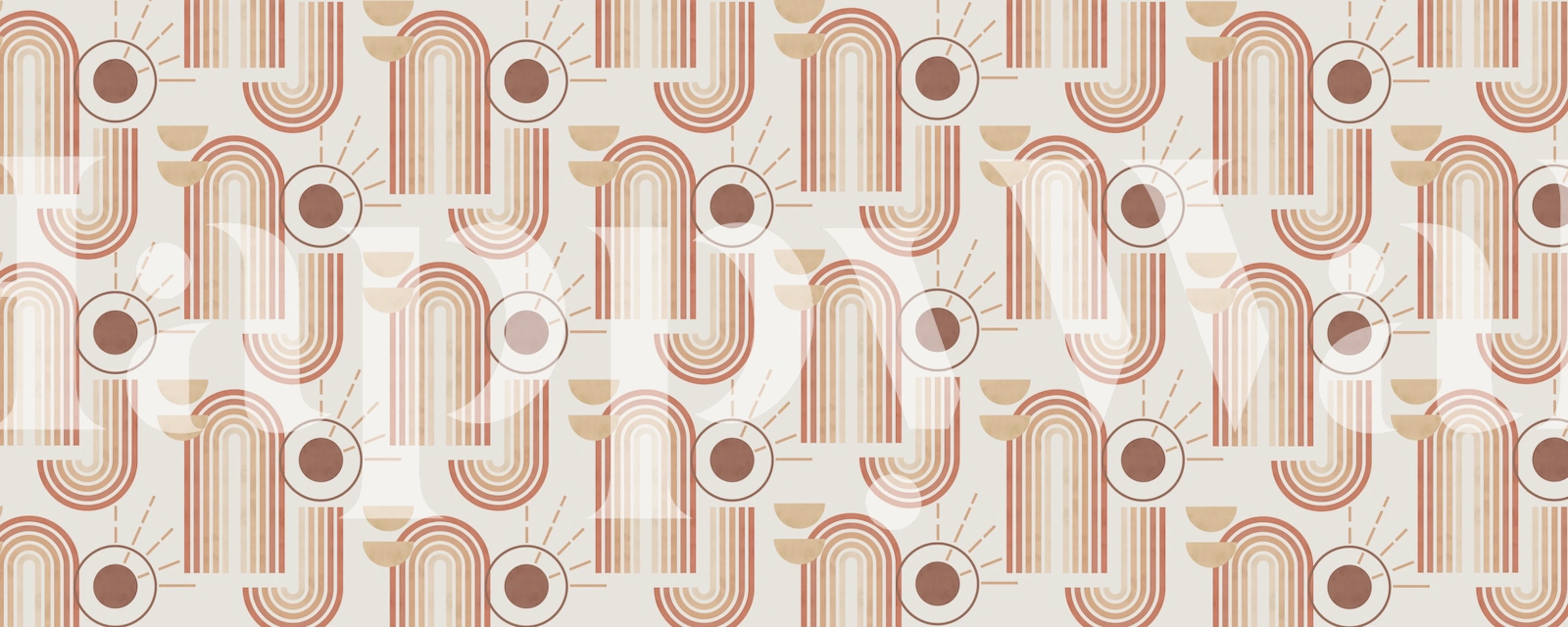 Lines and circles patrón de papel tapiz en una habitación