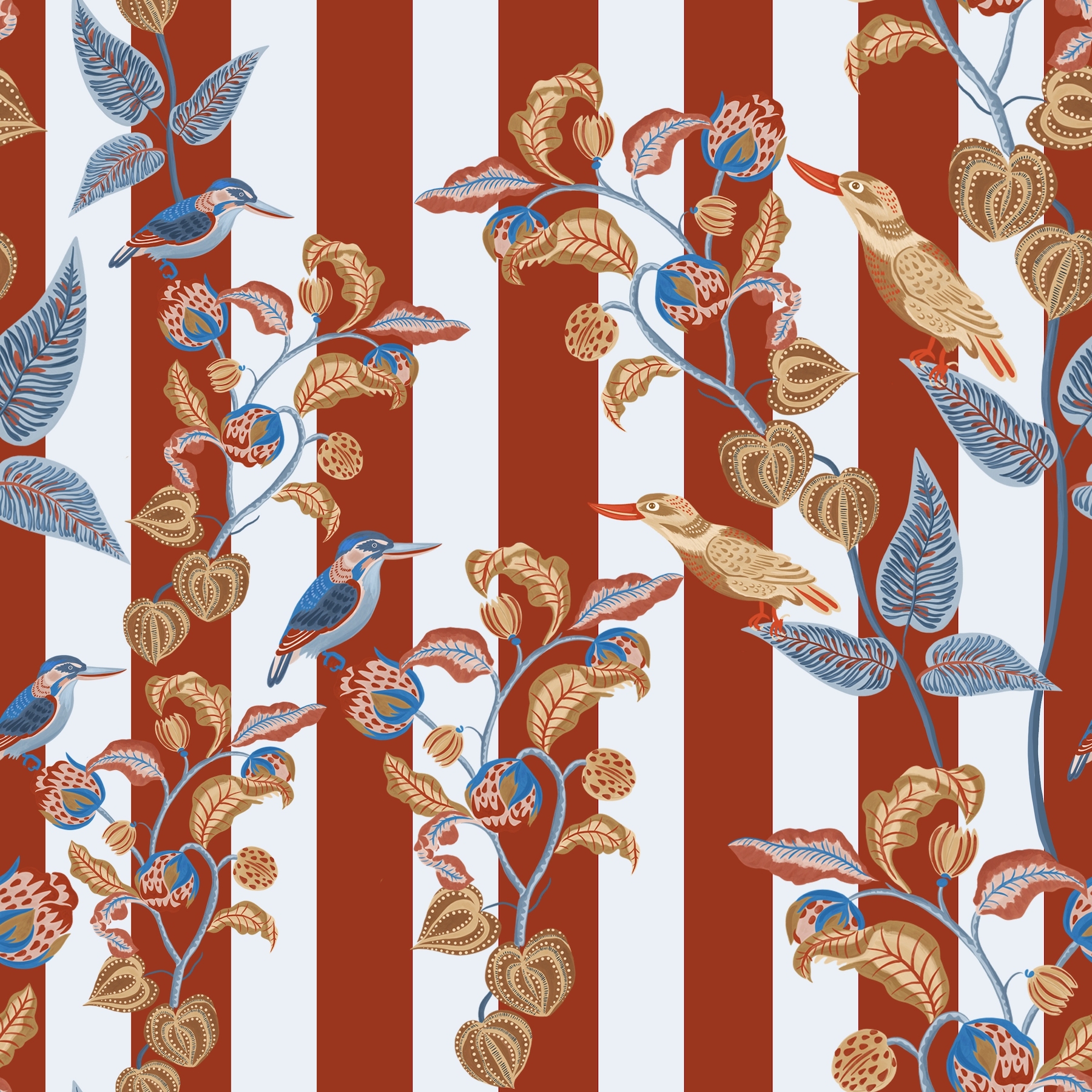 Stripey Birds Wallpaper for Sale | Happywall
