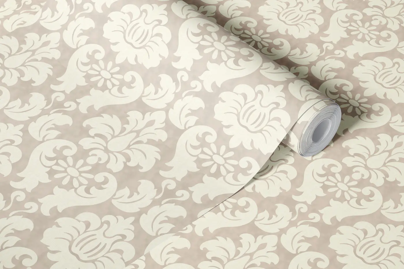 Soft Neutral Damask Floral wallpaper roll