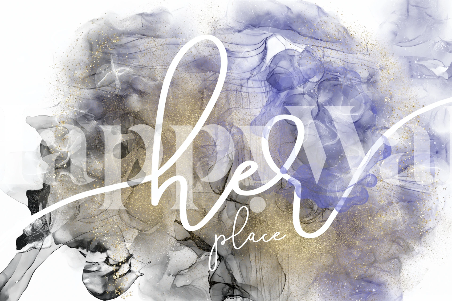 Her place alcohol ink tapet i et rum