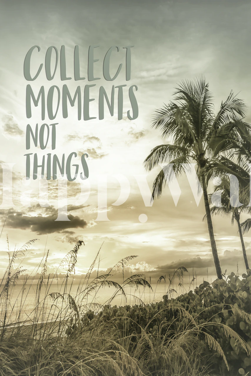 Tropical palm trees silhouette against a sunset background wallpaper