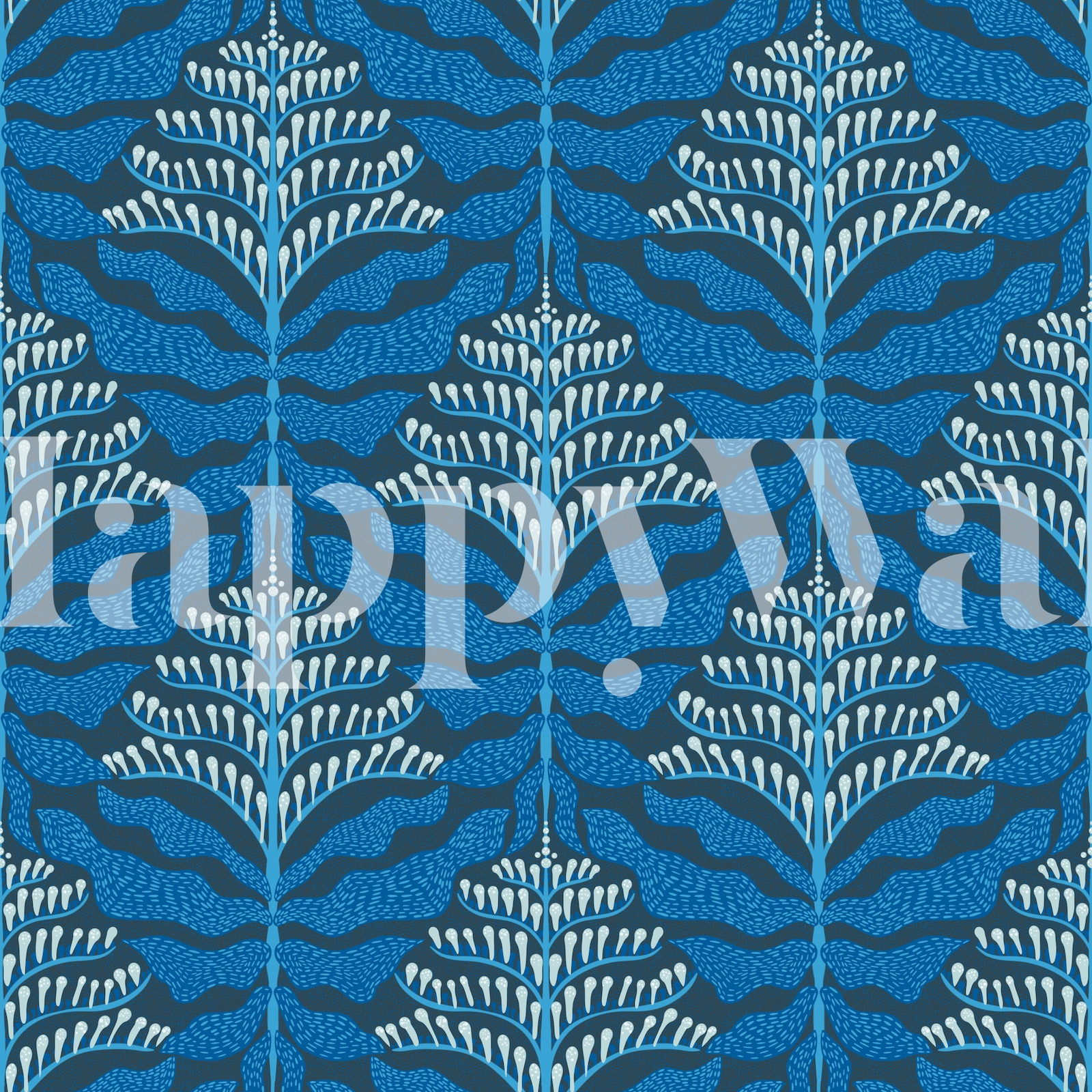 Blue Floral Pattern Wallpaper for Bedroom