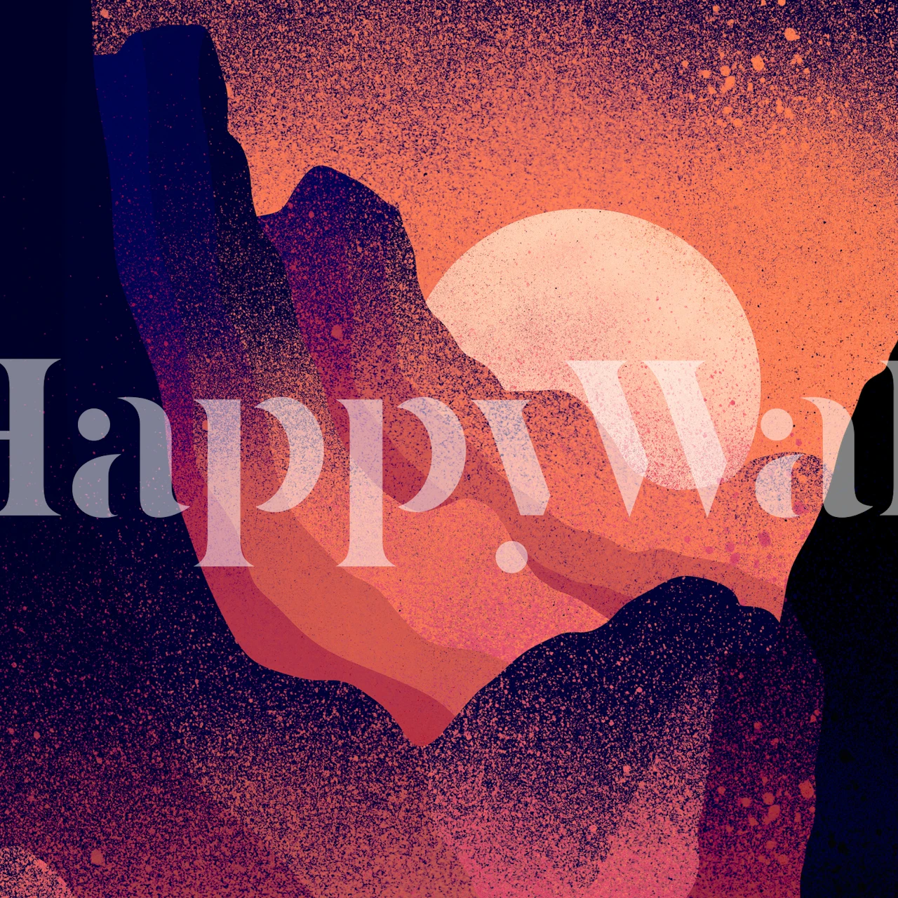 Mars landscape with mountains and sun in orange and purple wallpaper