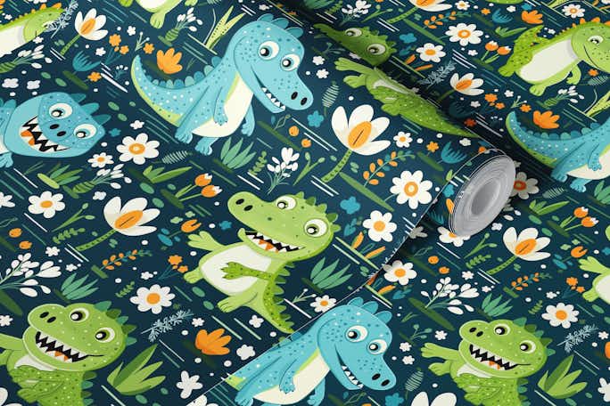 Baby crocodiles playing in the pondwallpaper roll