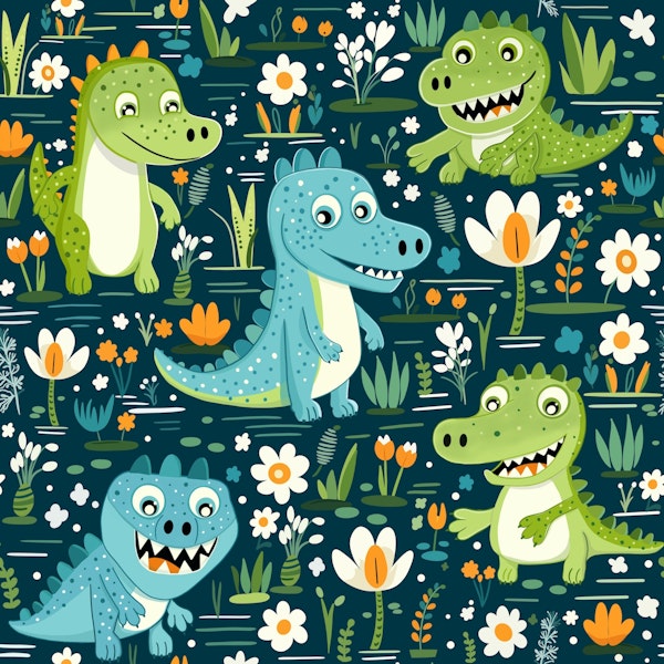 Baby crocodiles playing in the pond