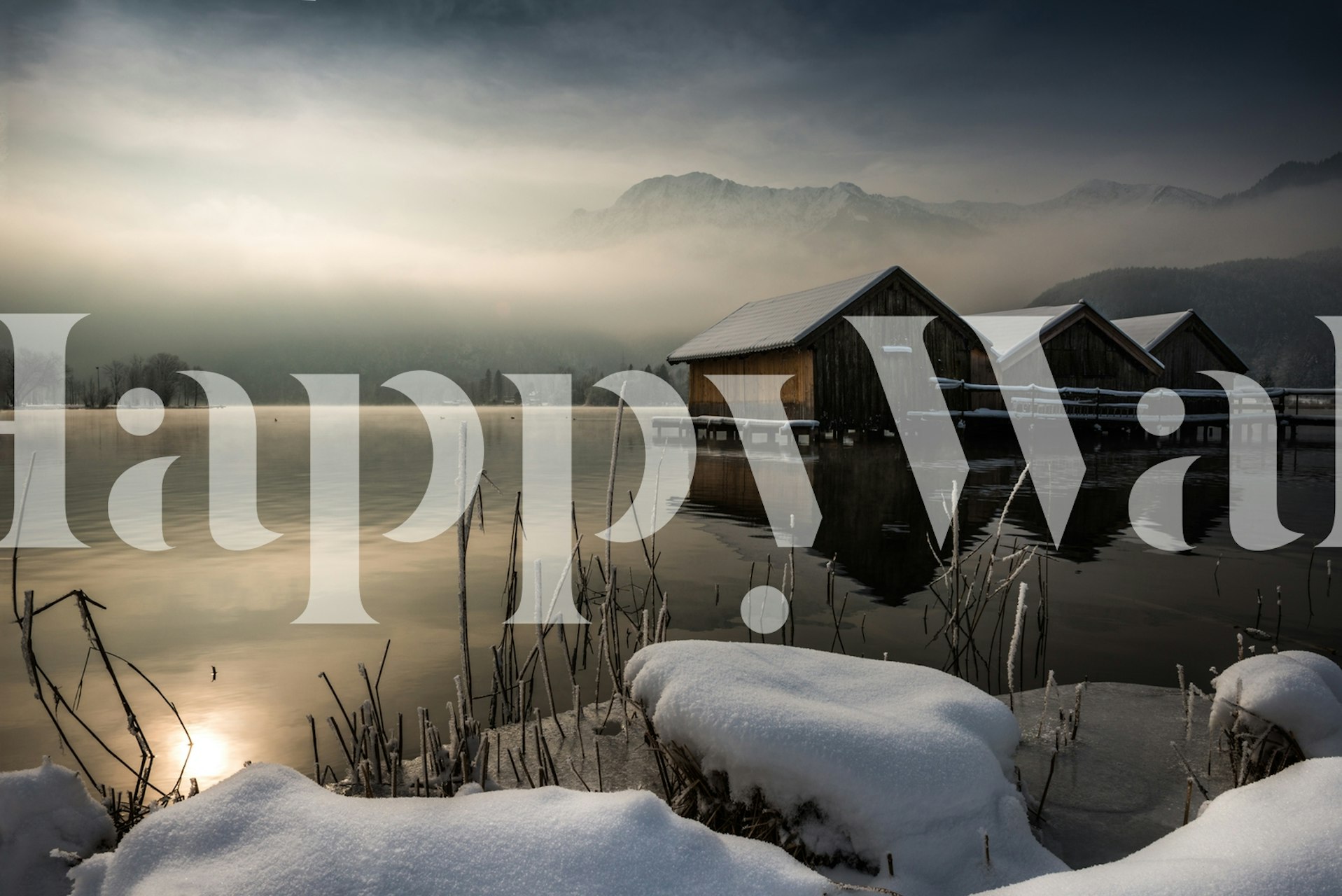 Three Huts Wallpaper - Beautiful Nature Wall Mural | Happywall