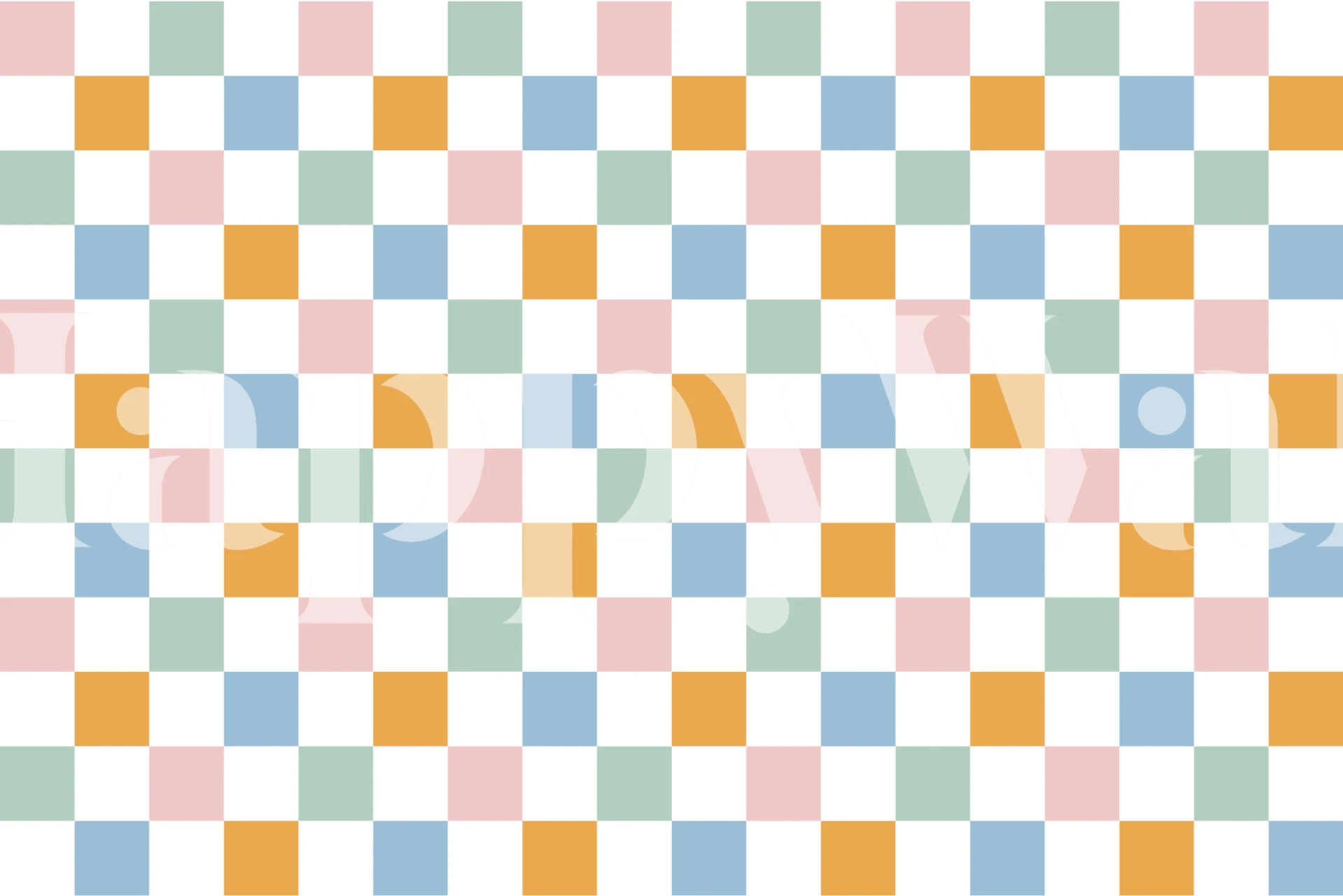 Colorful gingham pattern comprising pink, blue, orange, and green squares wallpaper