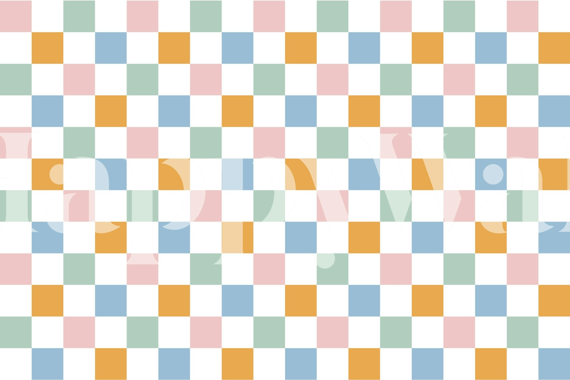 Colorful gingham pattern comprising pink, blue, orange, and green squares wallpaper