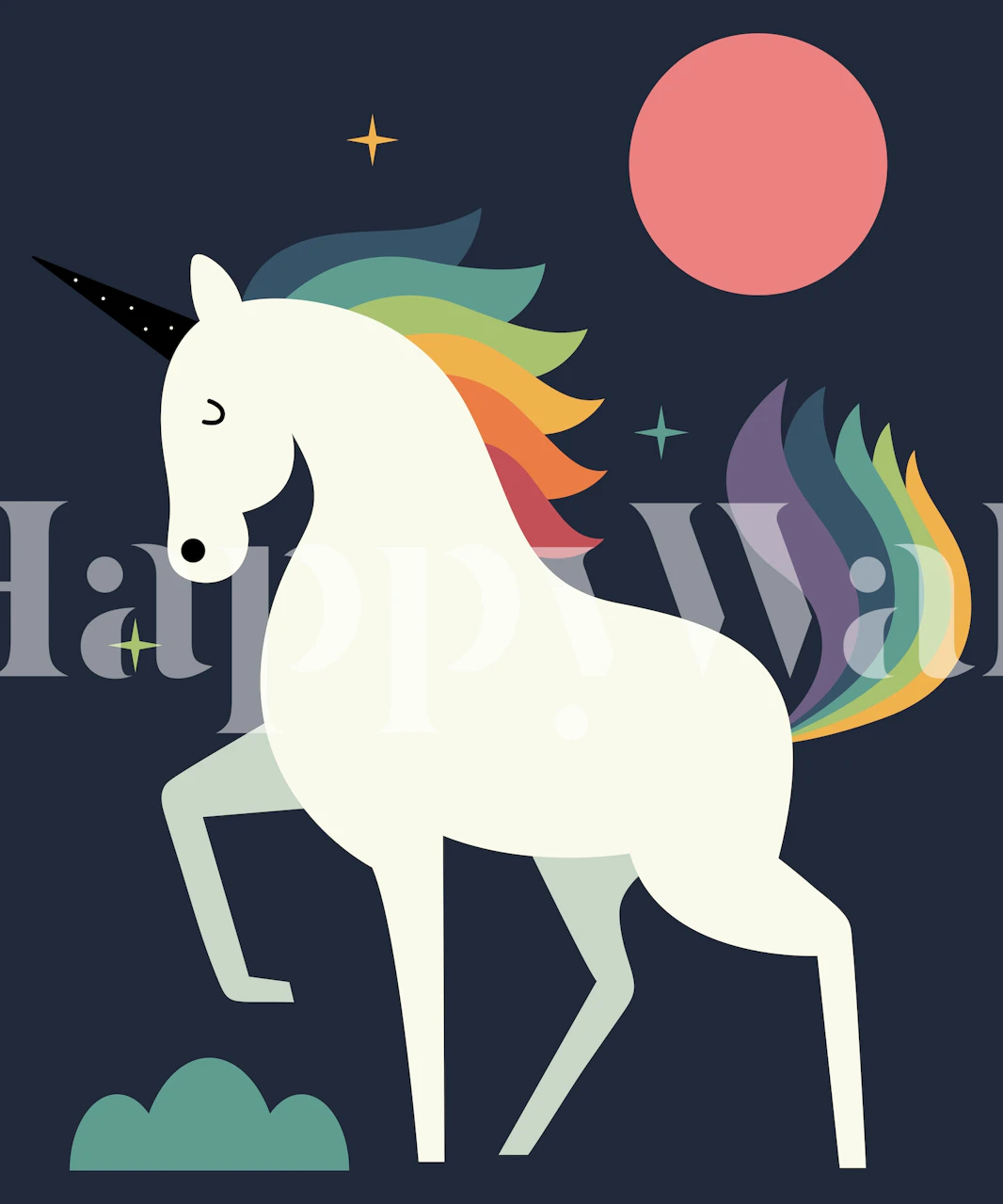 Papel de parede colorido Stay Shine em um quarto