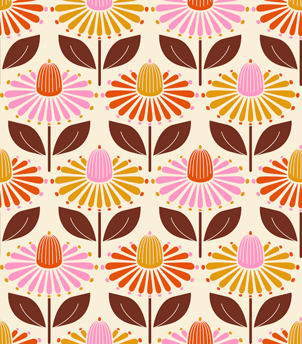 Happy retro coneflowers orange