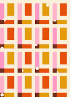 Happy retro checks pink, orange ταπετσαρία