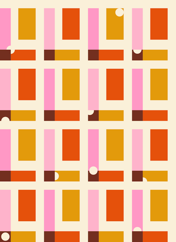 Happy retro checks pink, orange