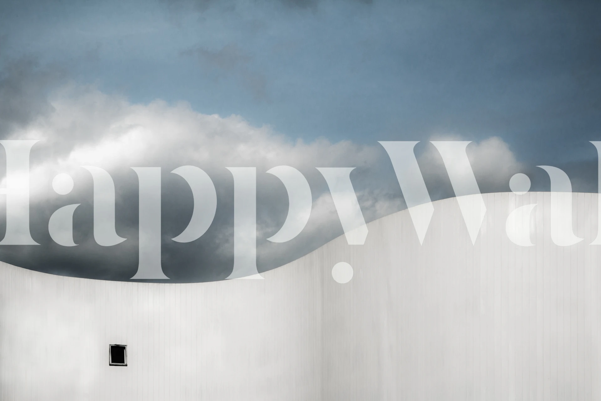 White abstract wall with blue sky and clouds wallpaper