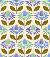 Happy retro coneflowers blue wallpaper