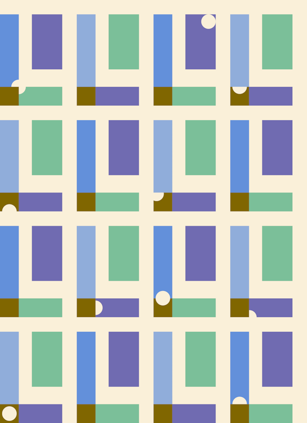 Happy retro checks periwinkle, mint, moss