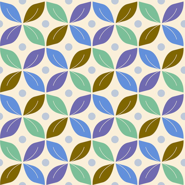 Happy retro circles periwinkle, mint, moss