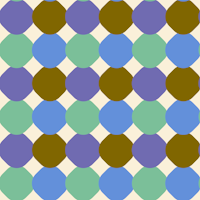Happy retro Tiles periwinkle, mint, moss wallpaper