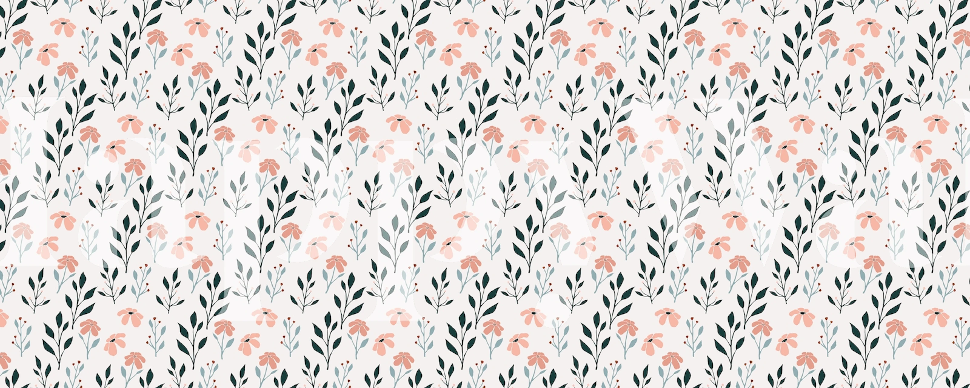Pink floral pattern on white background wallpaper