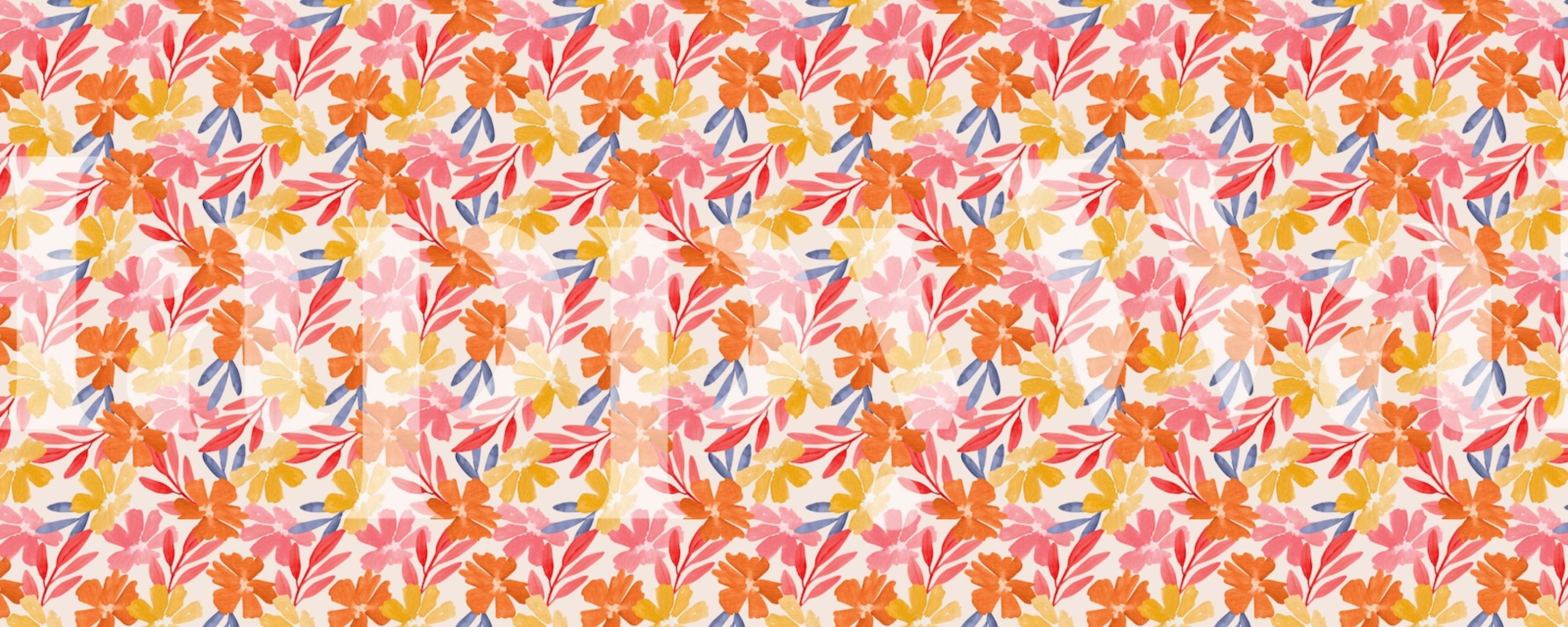 Colorful botanical pattern wallpaper in a room