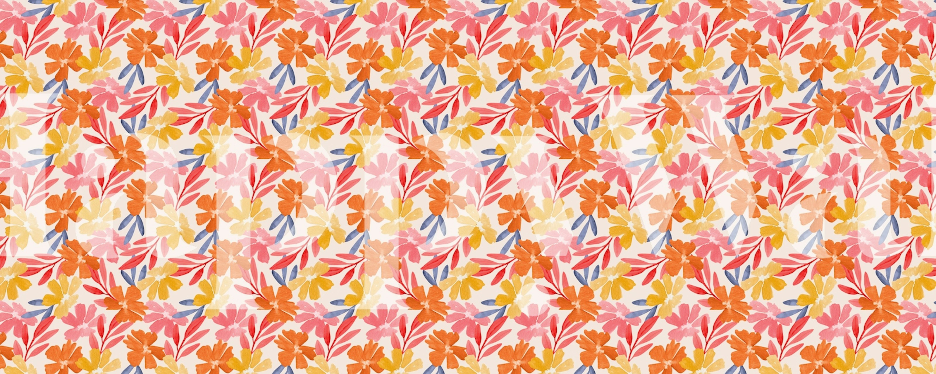 Colorful botanical pattern wallpaper in a room