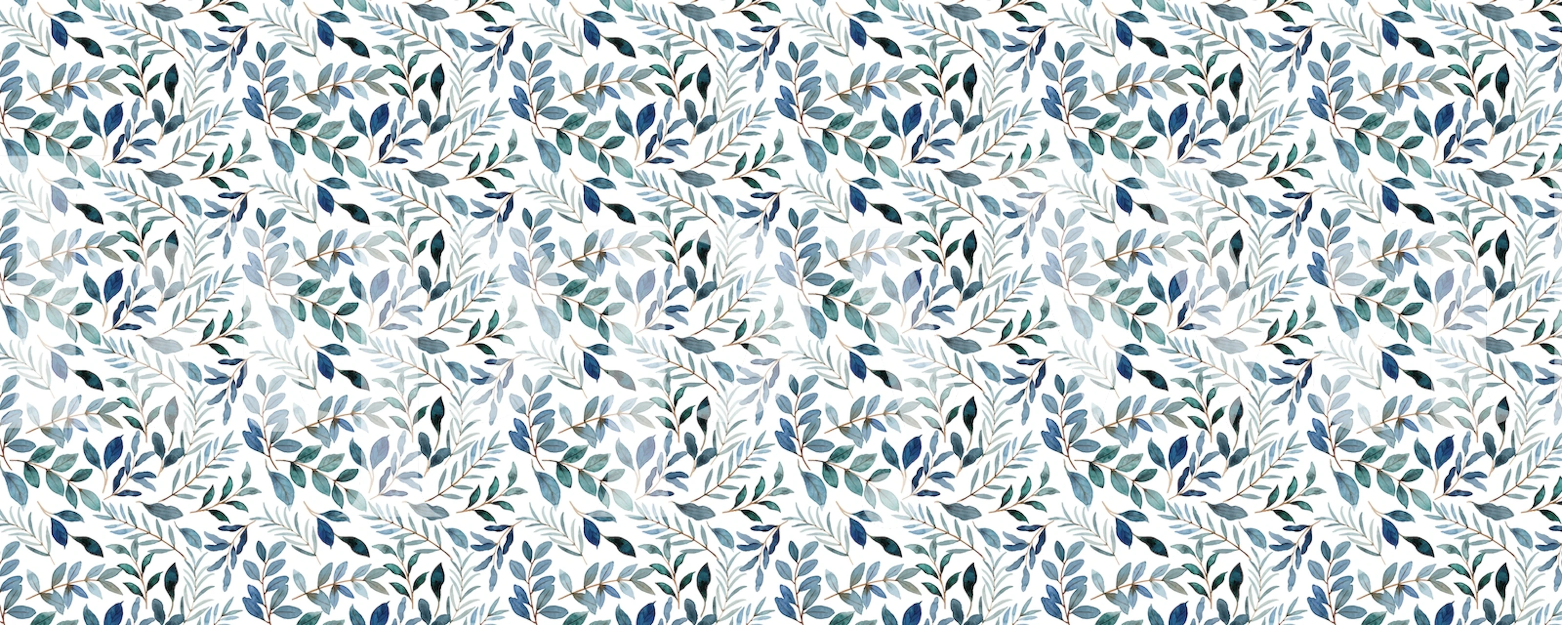 Botanical Pattern 4 τοιχογραφία με καταπραϋντικό σχεδιασμό φυτών σε πράσινες και μπλε αποχρώσεις