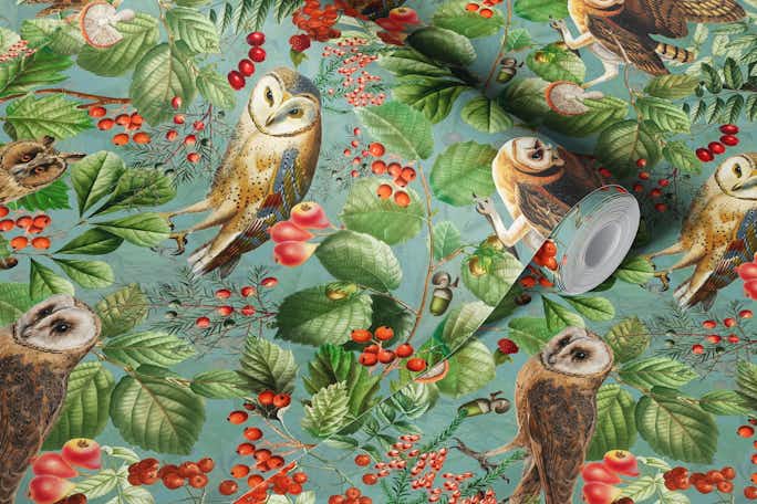 The guardians of the forest - owls in autumnwallpaper roll