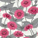 Pink Zinnias in gray and white