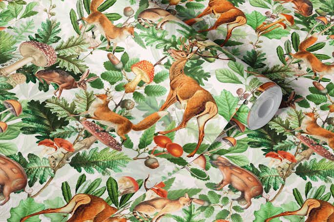 Wild Animals Autumnal Forest - mysterious animal of the woodswallpaper roll