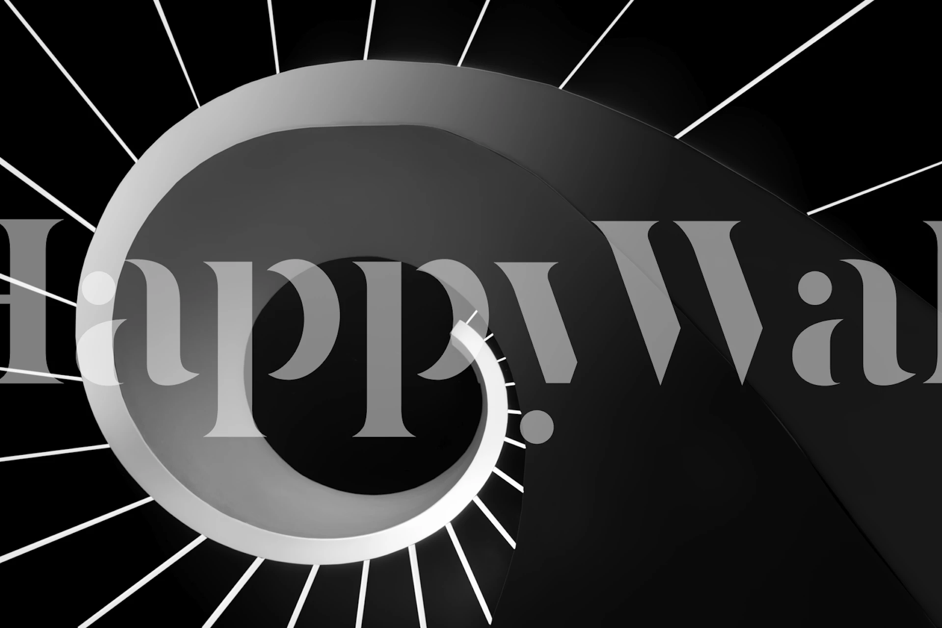 Black and white spiral pattern with curved lines wallpaper